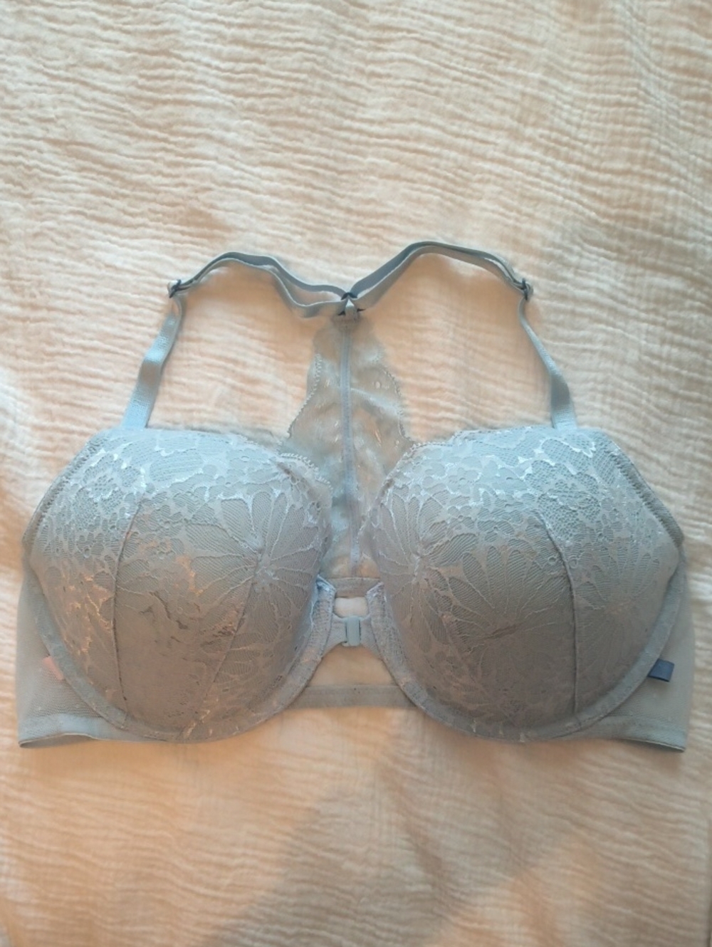 Victoria's Secret Light Blue Lace Racerback Lined Demi Bra